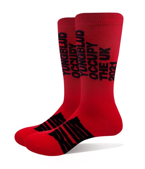 Yungblud Socks Occupy The UK Official Unisex Red Ankle (UK SIZE 7 - 11) UK Size 7-11