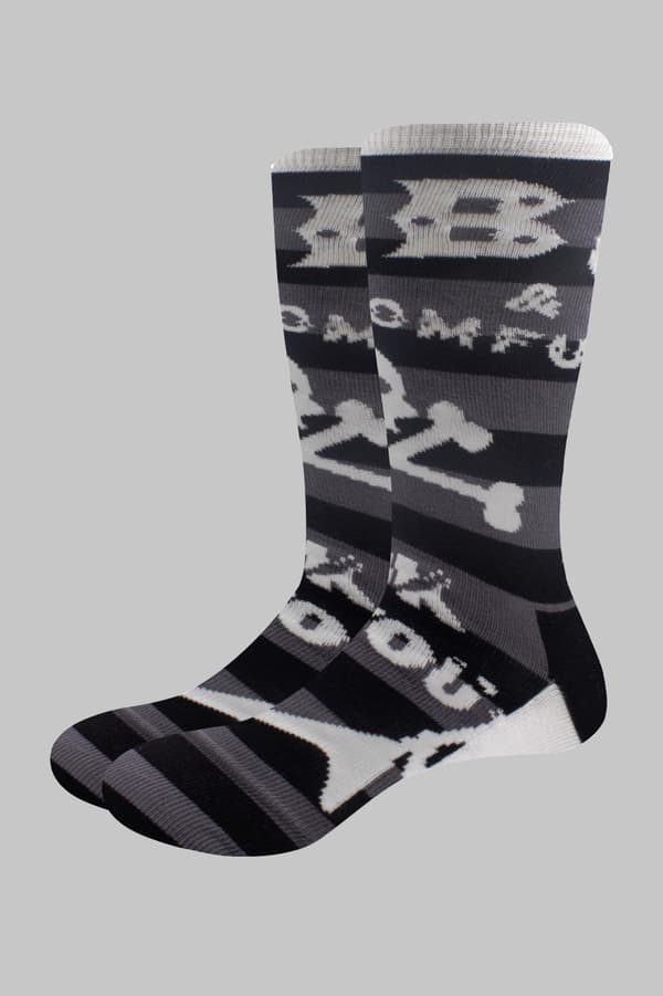 CBGB Socks Omfug Logos Striped Official Unisex Black Ankle (UK SIZE 7 - 11) UK Size 7-11