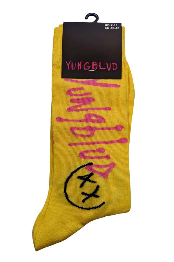 Yungblud Socks VIP Logo Official Unisex Yellow Ankle (UK SIZE 7 - 11) UK Size 7-11