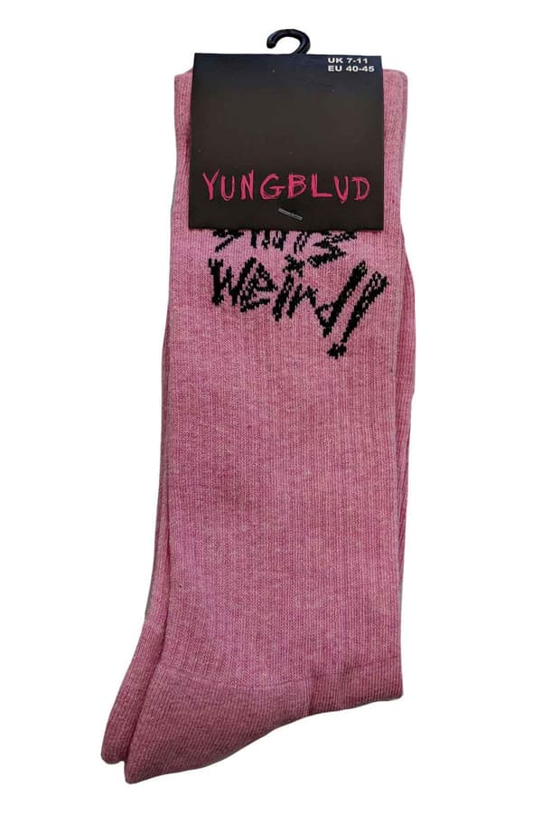 Yungblud Socks Weird! Logo Official Unisex Pink Ankle (UK SIZE 7 - 11) UK Size 7-11
