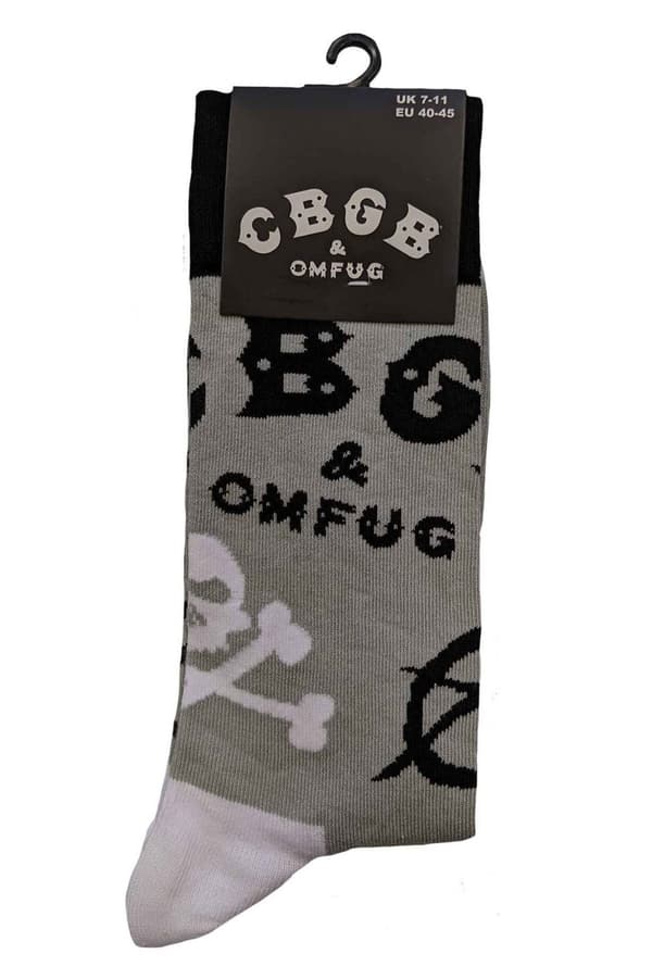 CBGB Socks Omfug Logos Official Unisex Grey Ankle (UK SIZE 7 - 11) UK Size 7-11