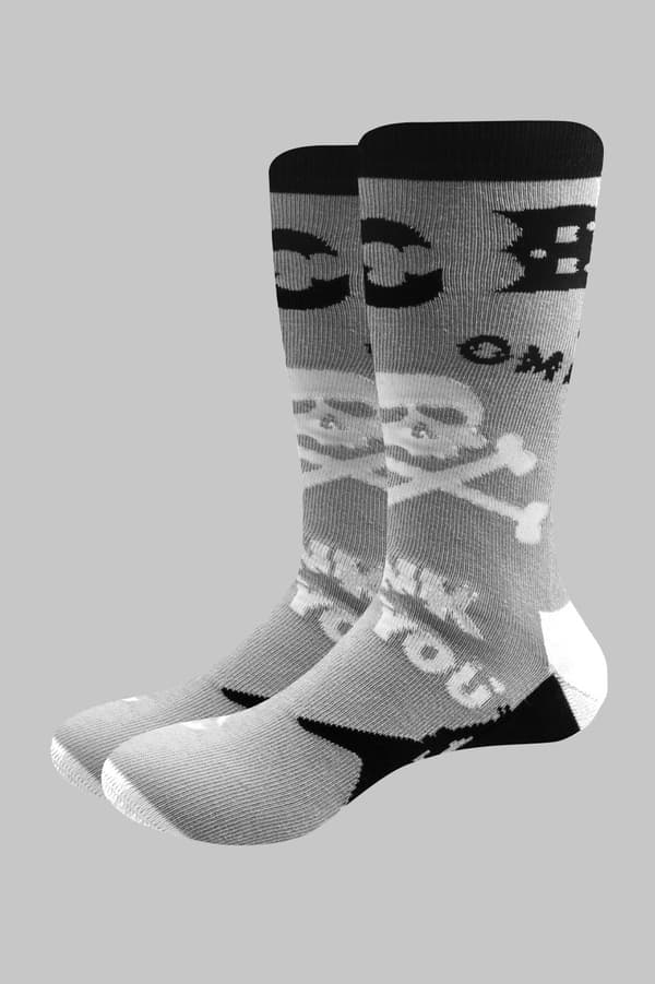 CBGB Socks Omfug Logos Official Unisex Grey Ankle (UK SIZE 7 - 11) UK Size 7-11
