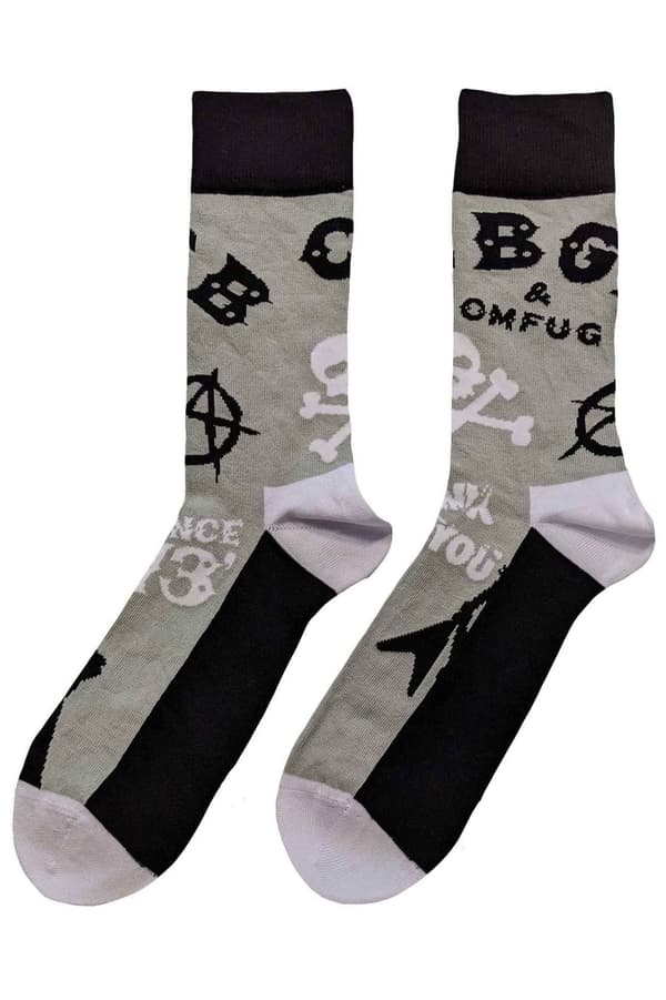 CBGB Socks Omfug Logos Official Unisex Grey Ankle (UK SIZE 7 - 11) UK Size 7-11