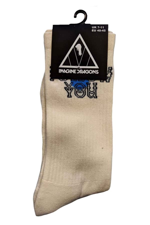 Imagine Dragons Socks Follow You Official Unisex White Ankle (UK SIZE 7-11) UK Size 7-11