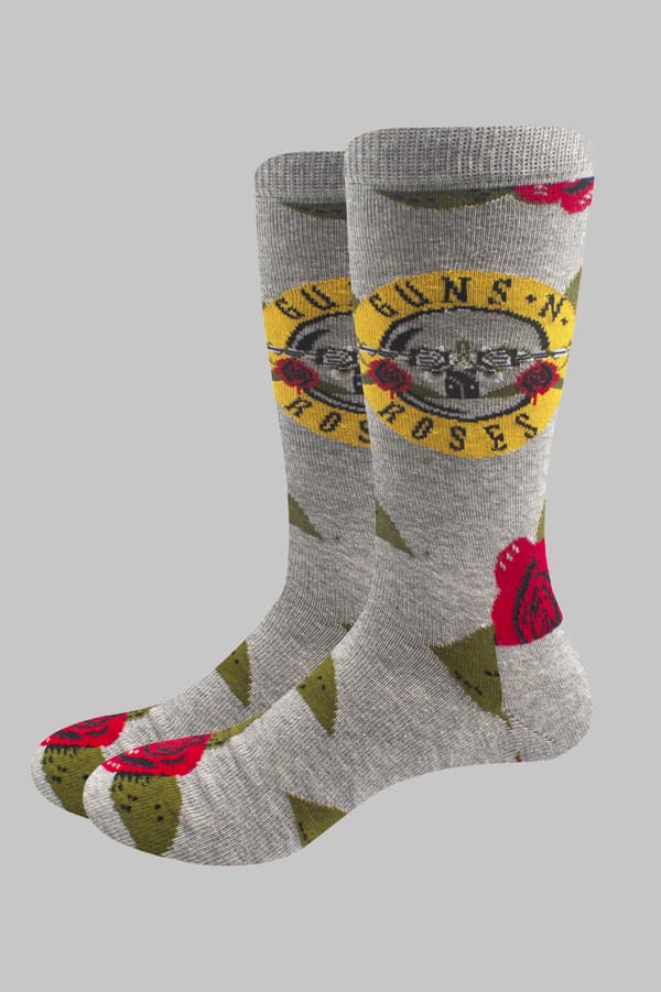 Guns N' Roses Socks Bullet Roses Official Unisex Grey Ankle (UK SIZE 7 - 11) UK Size 7-11
