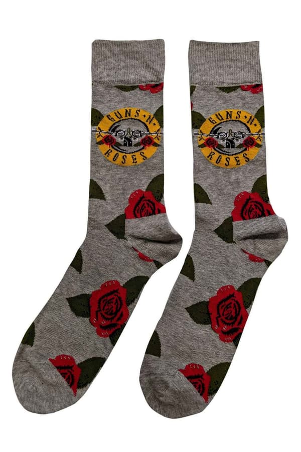 Guns N' Roses Socks Bullet Roses Official Unisex Grey Ankle (UK SIZE 7 - 11) UK Size 7-11