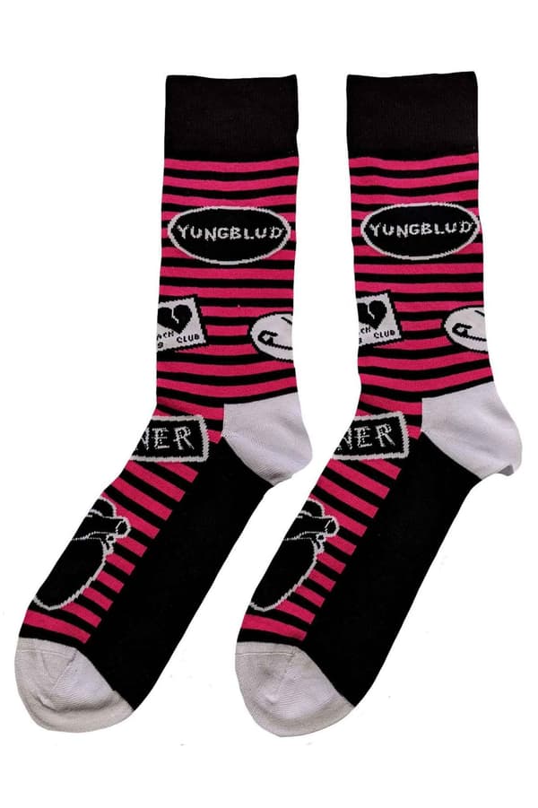 Yungblud Socks Symbols Logo Official Unisex Black Ankle (UK SIZE 7 - 11) UK Size 7-11