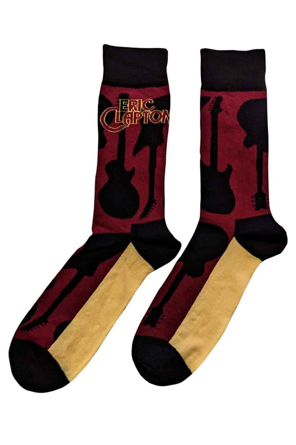 Eric Clapton Socks Guitars Official Unisex Red Ankle (UK SIZE 7 - 11) UK Size 7-11