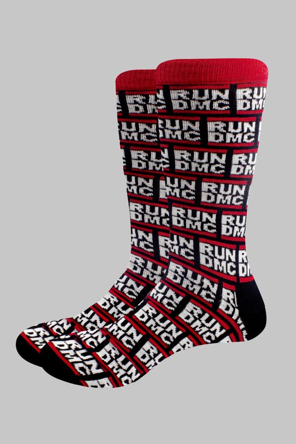 Run DMC Socks All Over Logo Official Unisex Black Ankle (UK SIZE 7 - 11) UK Size 7-11