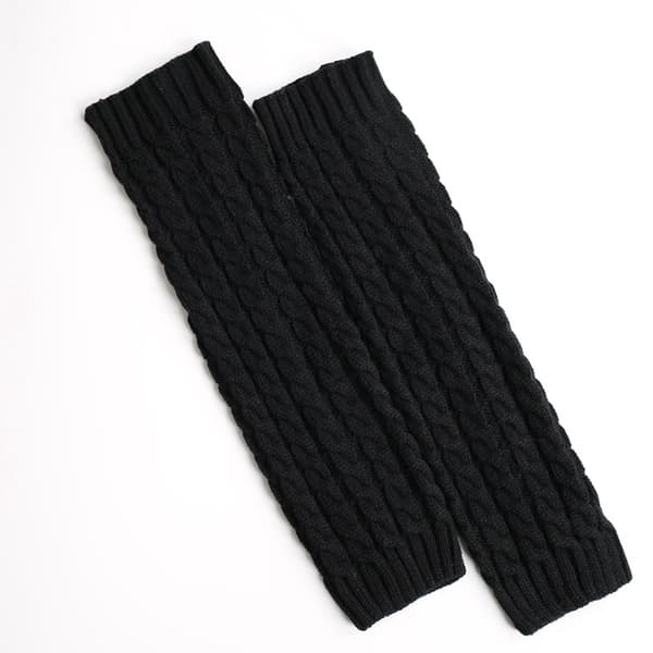 Stickade varma benvärmare 1 par Svart