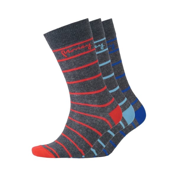 Money Mens Striped Socks (Pack of 3) Charcoal Marl 6 UK-11 UK