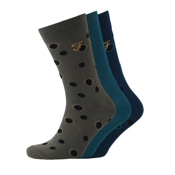 Farah Norton Socks för män (3 st) Moss Green/Cornflower Blue One Size