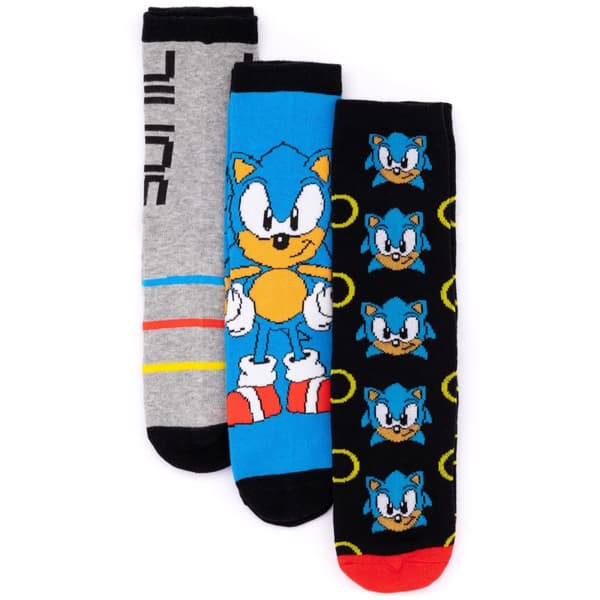 Sonic The Hedgehog Unisex Adult Socks (Pack of 3) Blue/Black/Grey 7 UK-11 UK