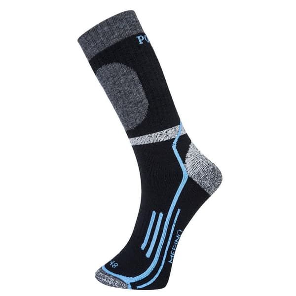 Portwest Unisex Adult Merino Wool Winter Socks Black 10 UK-13 UK
