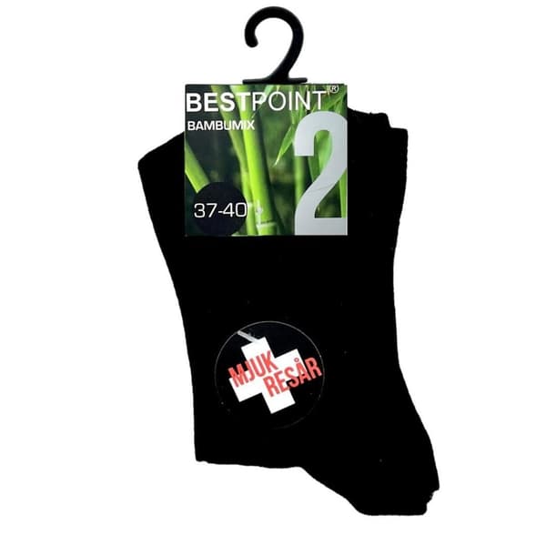 Strumpor i Bambu - Svart - 2-Pack - Stl. 37-40