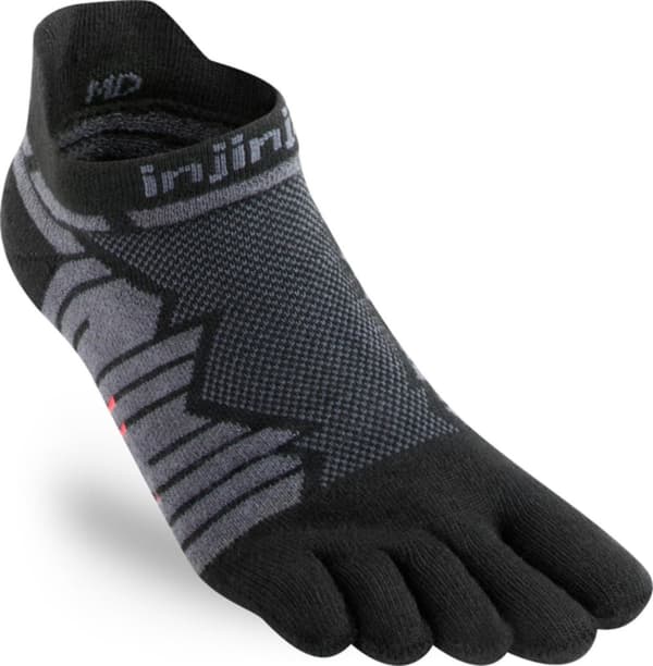 tåstrumpor löpning, INJINJI ULTRA RUN NO-SHOW Black/Grey