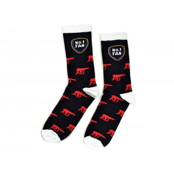 Childrens/Kids No 1 Fan Cannon Socks Black/Red/White 4 UK Child-6.5 UK Child