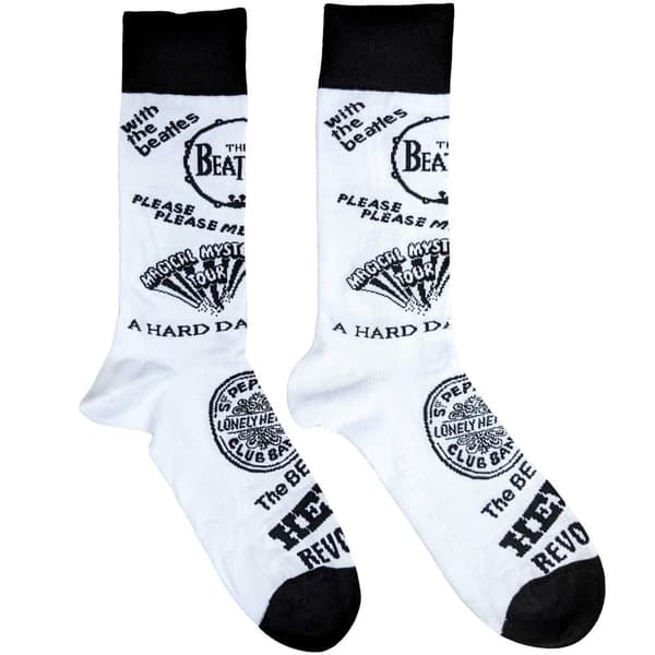 The Beatles Unisex Adult Album Socks White/Black 7 UK-11 UK