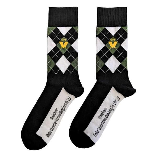 Madness Ankle Socks Crown Green Diamond Official Mens Black (UK SIZE 7 - 11) UK Size 7-11