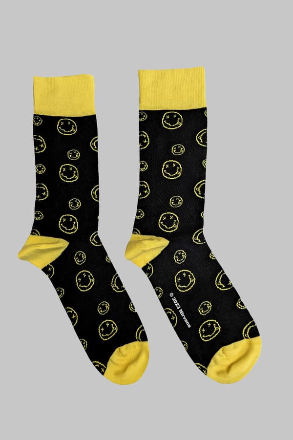 Nirvana Ankle Socks Outline Smile Official Mens Black (UK SIZE 7 - 11) UK Size 7-11