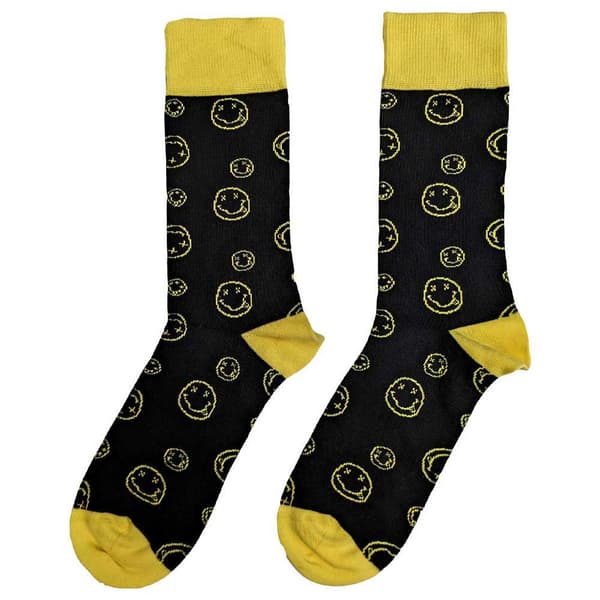 Nirvana Ankle Socks Outline Smile Official Mens Black (UK SIZE 7 - 11) UK Size 7-11