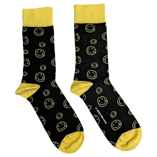 Nirvana Ankle Socks Outline Smile Official Mens Black (UK SIZE 7 - 11) UK Size 7-11