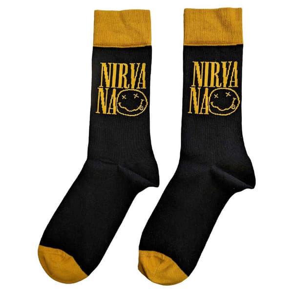 Nirvana Ankle Socks Logo Stacked Official Mens Black (UK SIZE 7 - 11) UK Size 7-11