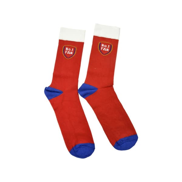 Childrens/Kids No 1 Fan Crest Socks Red/Navy/White 4 UK Child-6.5 UK Child
