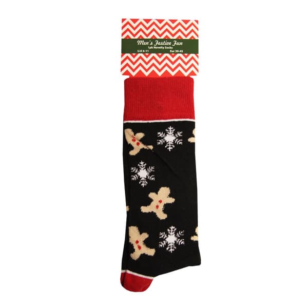 Festive Fun Mens Novelty Socks Gingerbread UK 6-11 (EUR 39-45)