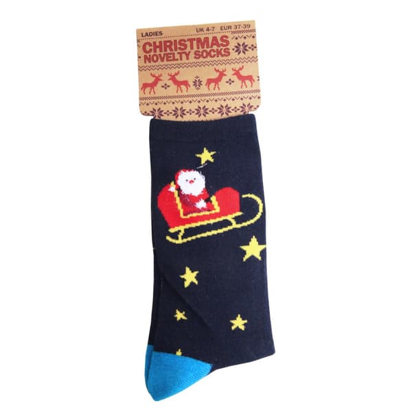 RJM Damstrumpor Santa Christmas Novelty Navy UK 4-7