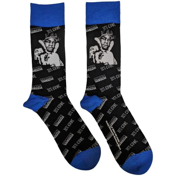 Ice Cube Unisex Adult Photograph Socks Black/White/Blue 7 UK-11 UK