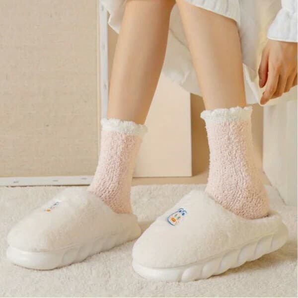 Furry sokker - plysj hot fleece rosa