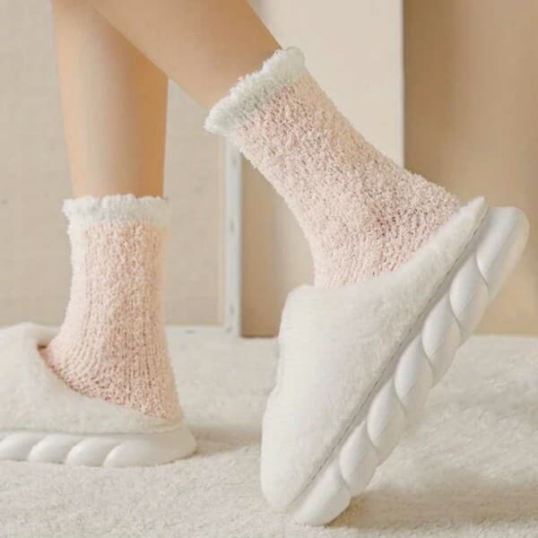 Furry sokker - plysj hot fleece rosa
