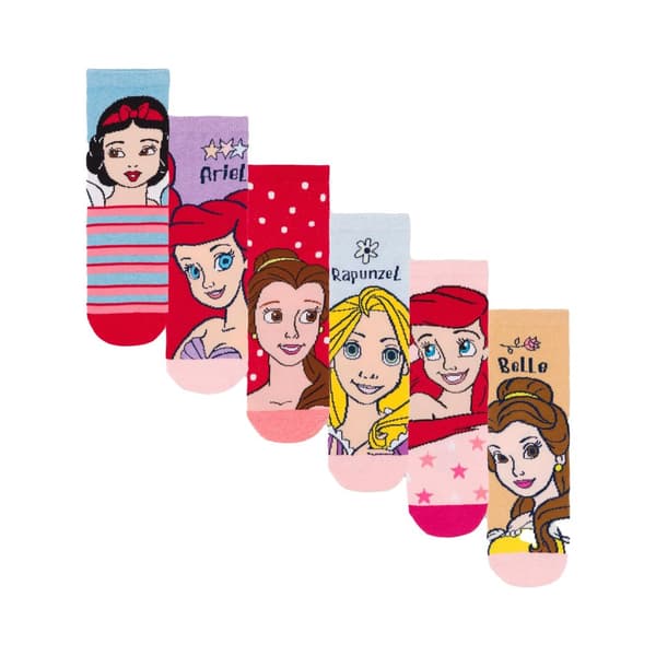Disney Princess Girls Characters Socks (Pack of 6)
