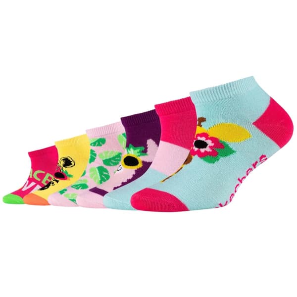 Skechers 6PPK Girls Casual Fancy Sneaker Socks SK43082-4203, för Tjej, Strumpor, Flerfärgad