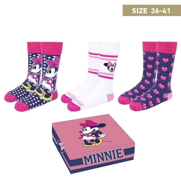 Disney - Minnie Mouse - 3 par strumpor (storlek 36-41)