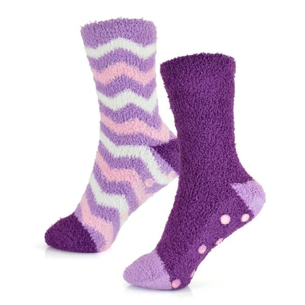RJM Stripe Gripped-strumpor för damer/damer (2-pack) Purple/Pink/White 4 UK-7 UK