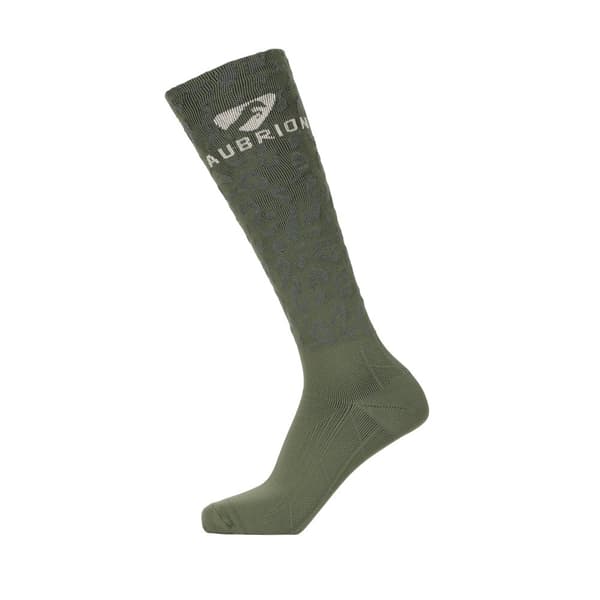 Aubrion Unisex Adult Performance Leopard Print Boot Socks Green One Size