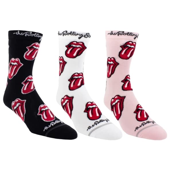 Rolling Stones Women's Assorted Crew Socks 3 Pack (One Size)