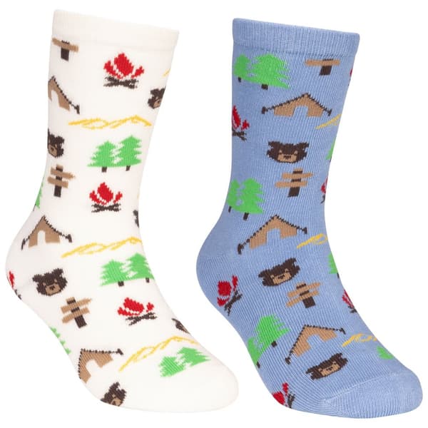 Trespass Childrens/Kids Camping Socks (Pack of 2) Blue/Cream 9 UK Child-12 UK Child