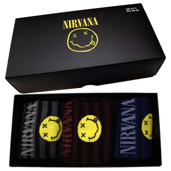 Nirvana Grunge Smile Stripes Ankle Socks Boxed Set UK Size 7-11