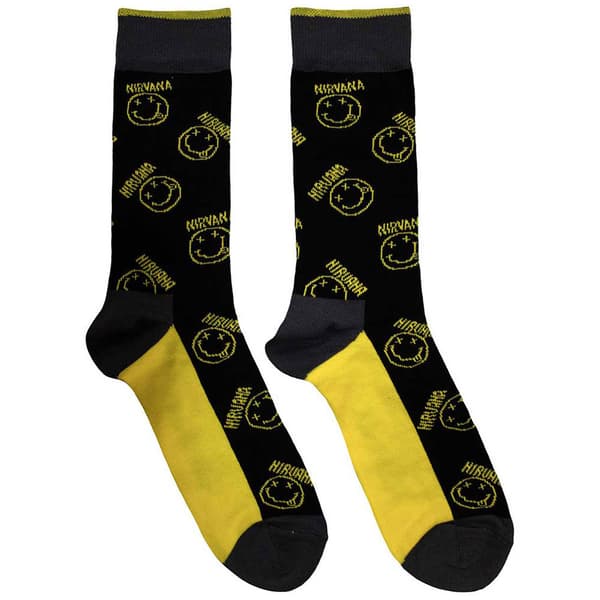 Nirvana Grunge Smile Stripes Ankle Socks UK Size 7-11