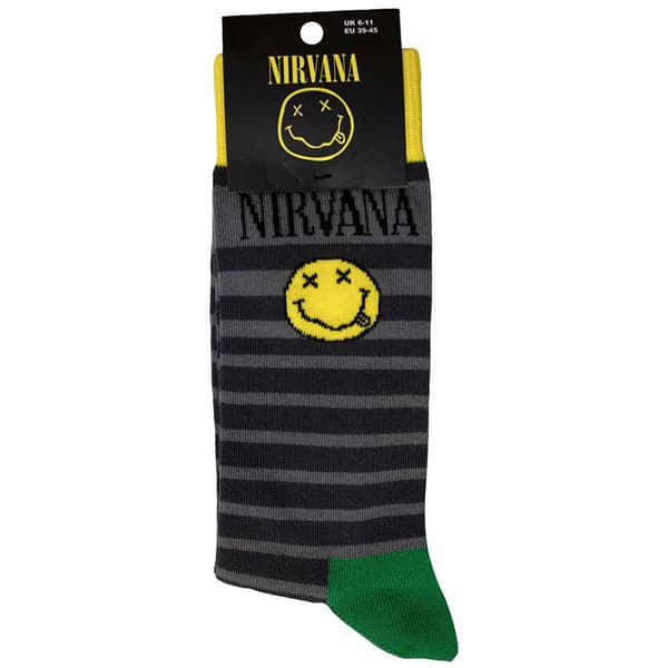 Nirvana Yellow Grunge Smile Pattern Ankle Socks UK Size 7-11