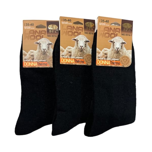 Wool Socks, Size 35-40, WOMAN, 12-PACK
