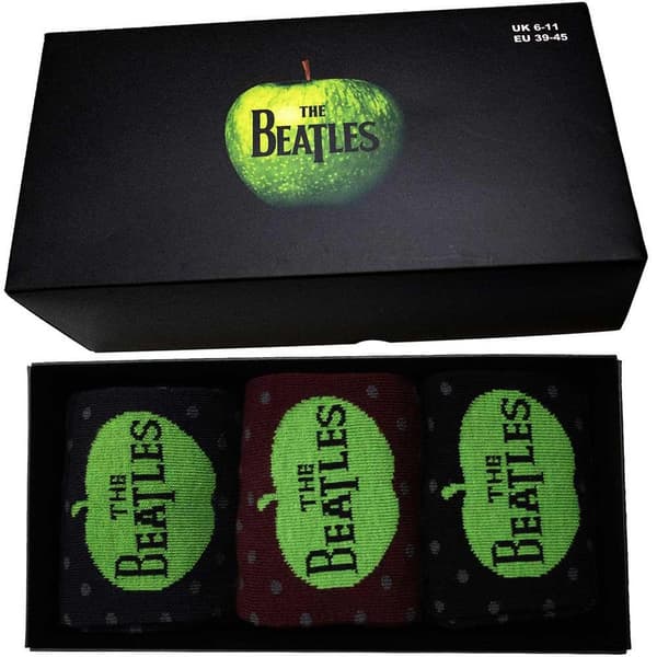 The Beatles Womens/Ladies Apple & Spots Socks (Pack of 3) Black/Burgundy/Navy/Green 6 UK-11 UK