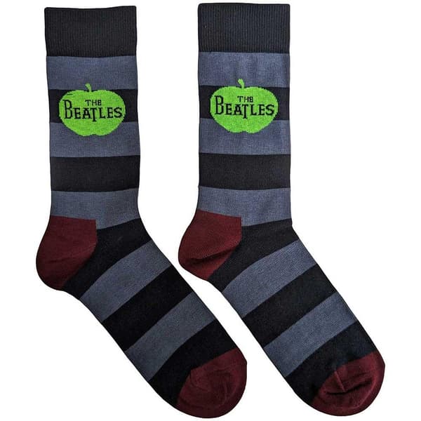 The Beatles Unisex Adult Apple & Stripes Socks Grey/Black/Brown 6 UK-11 UK