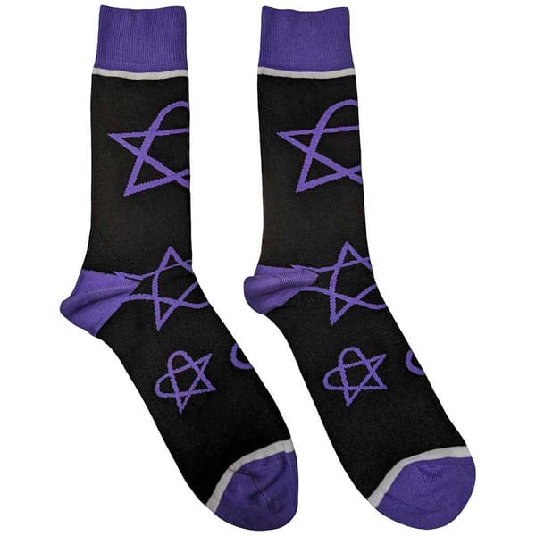 HIM Purple Heartagrams Ankle Socks UK Size 7-11