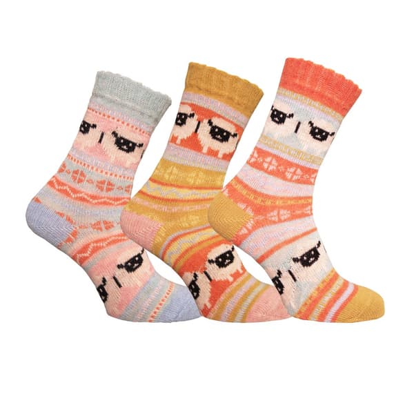 Simply Essentials Womens/Ladies Alpaca Wool Blend Sheep Socks (Pack Of 3) Yellow/Pink/Light Blue 4-7 UK