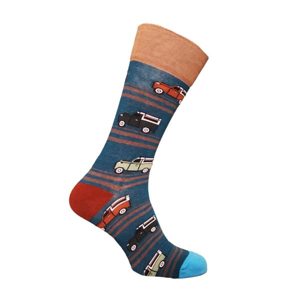 Simply Essentials Boys Toys Mens Van Socks Blue/Brown 6-11 UK