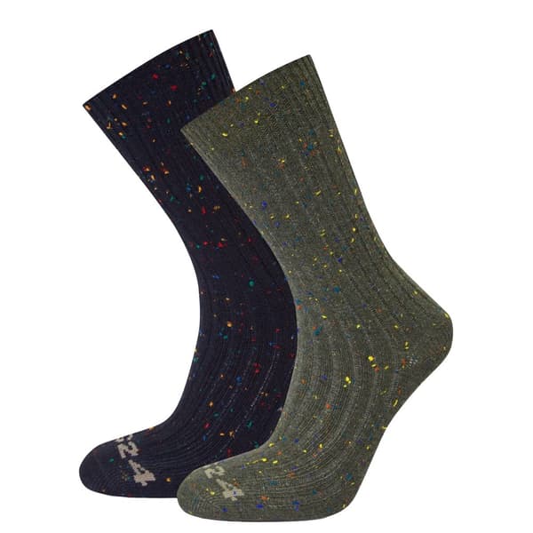 TOG24 Mens Opora Trekking Socks (Pack of 2) Khaki Green/Dark Indigo 6 UK-8 UK